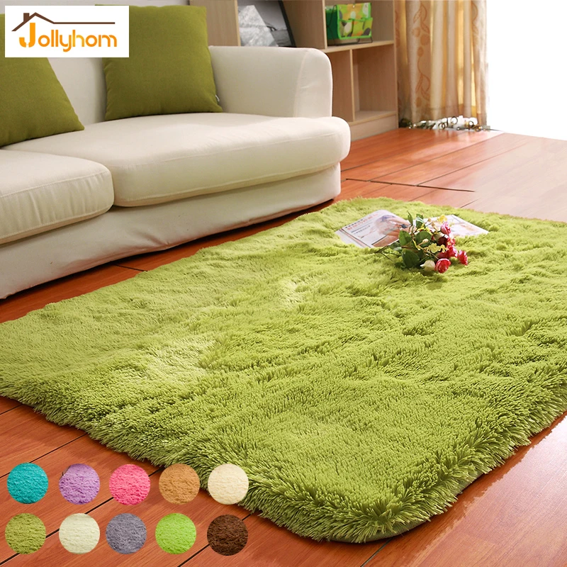 Solid Floor Carpet Mat Long Hair Modern Shaggy Rugs Slip Resistant