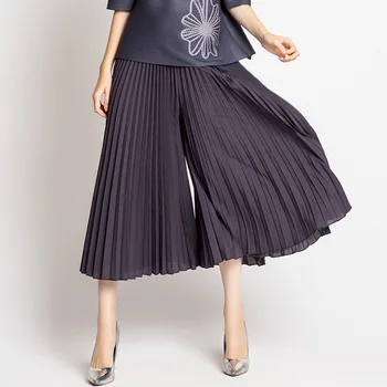 

Women Original High Waist Pleat Wide Leg Pants Fashion High-end Autumn Trousers