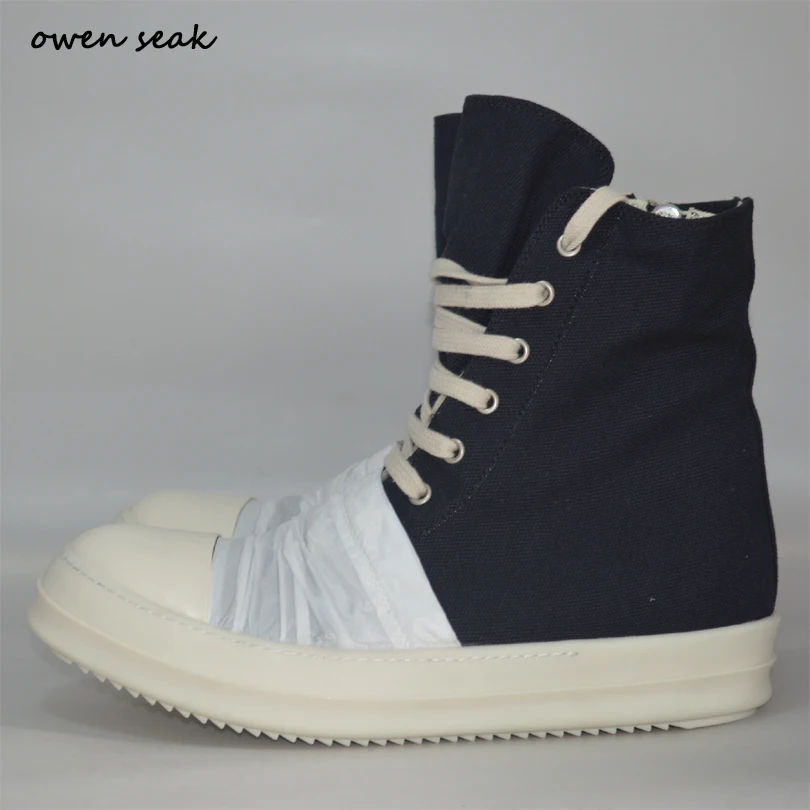 

Arrival Owen Seak Men Canvas Shoes Luxury Trainers Ankle Boots Lace Up Casual Brand Zip High-TOP Flats Black Shoes Big