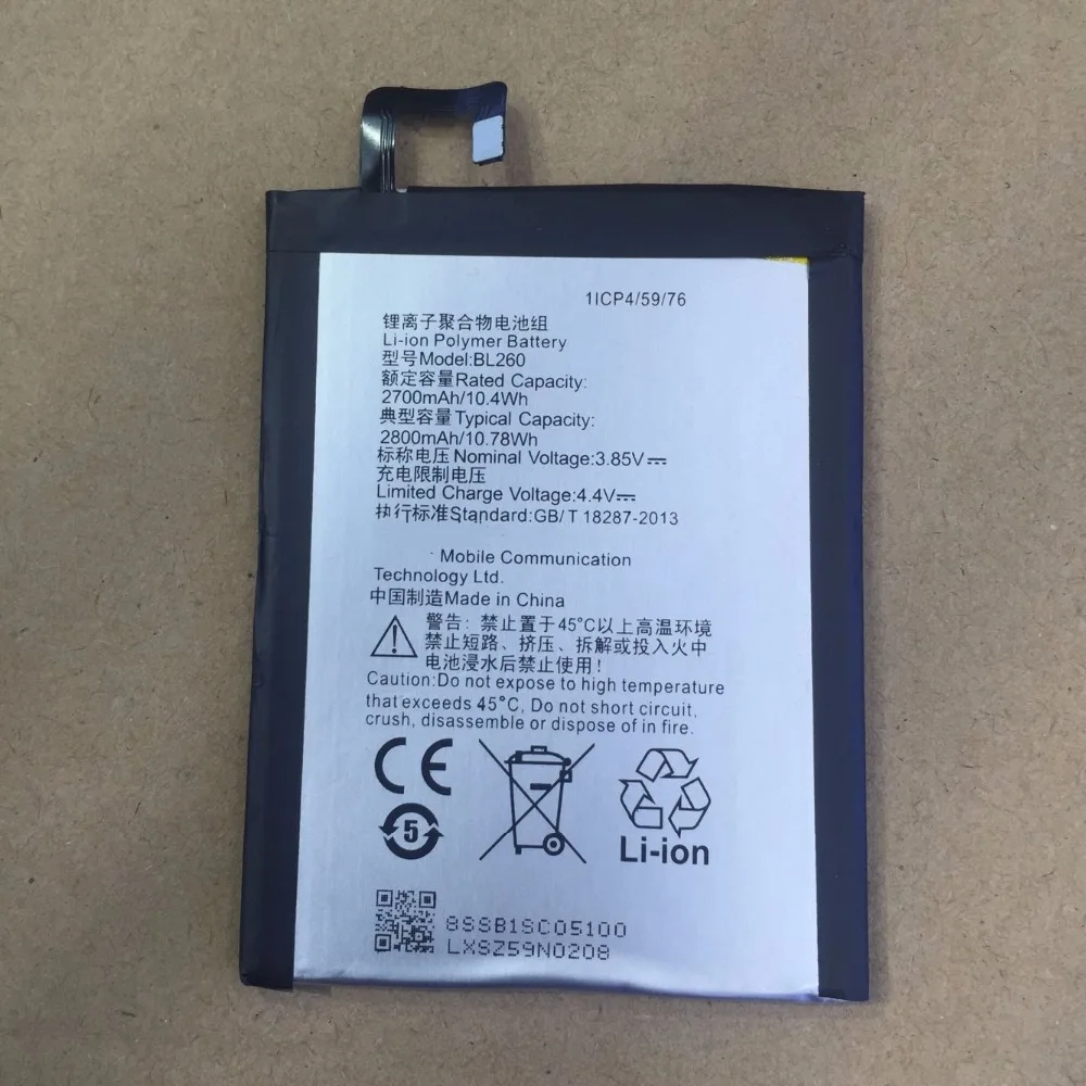 

NEW 3.85V 2700mAh BL260 For Lenovo Vibe S1 Lite S1La40 Battery Mobile Phone