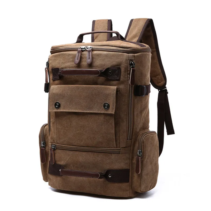 Lydianzishangwu Vintage Canvas Male Camping Outdoor Back Pack Large-Capacity Leisure Trave Backpack Rucksack Color : Coffee, Size : 453019cm
