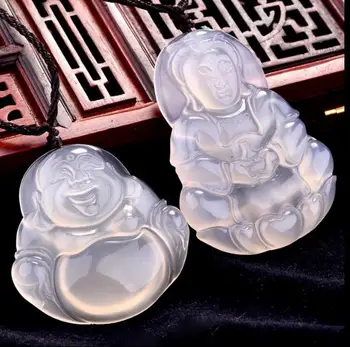 

White jade marrow Maitreya jade necklace couple men and women Guanyin Buddha jade pendant happy Buddha Gongyu Guanyin