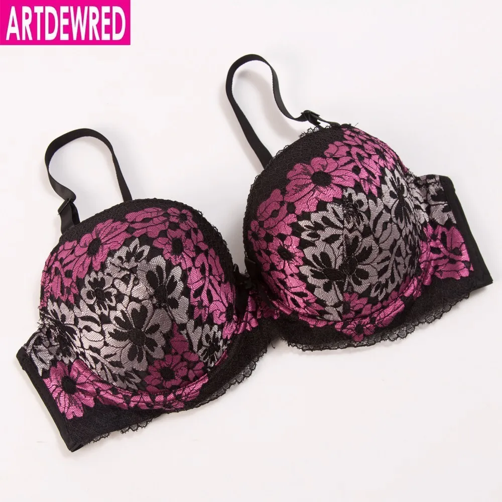 

ARTDEWRED Sexy DE Embroidery Women Bras Lace Plus Sizes Bra Push Up 40 42 44 46 48 Bralette Brassiere