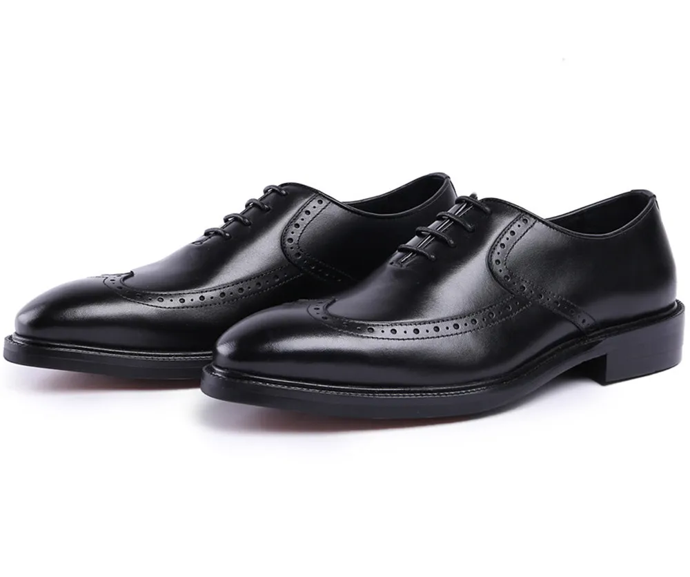Модные черные/коричневые туфли Goodyear Welt; оксфорды; свадебные туфли для мальчиков; деловая обувь из натуральной кожи; Мужские модельные туфли