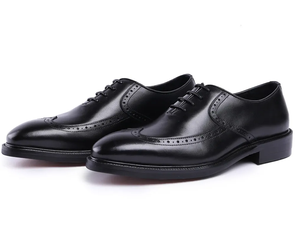 Модные черные/коричневые туфли Goodyear Welt оксфорды для мальчиков свадебные из