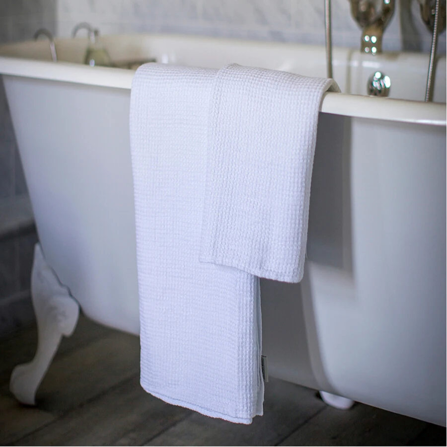367 29 De Réductionserviette De Bain En Lin Gaufré Blanc Pur Pour Adultes Gant De Toilette Serviette De Plage Respirante Serviettes De Bain De