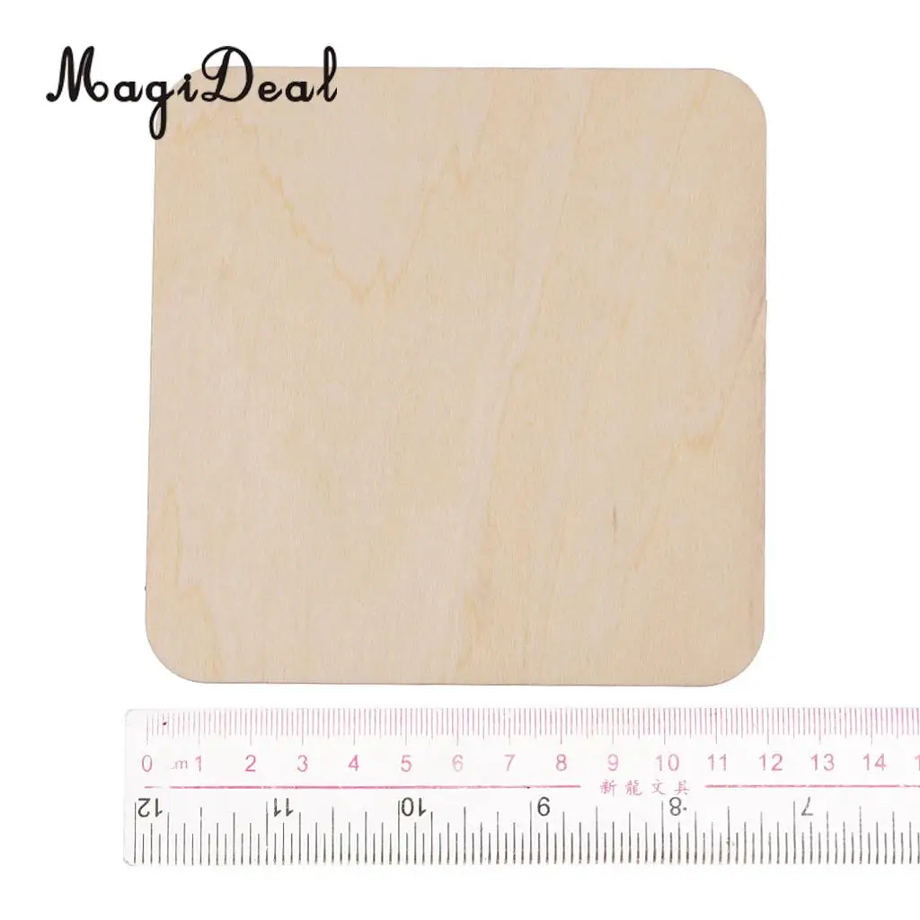 50mm 80mm 120mm Wooden Square MDF Unfinished Wood Pieces Blank Plaque for DIY Craft Pyrography Embellishments