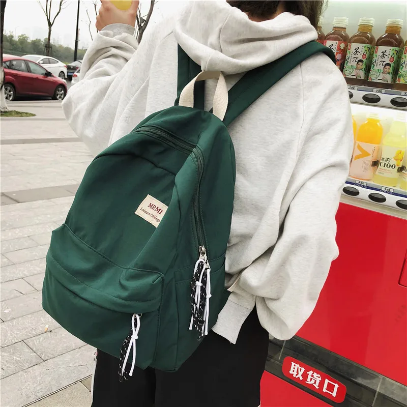 DCIMOR Solid color Women backpack Retro Fashion Waterproof Nylon Backpack School Bags For Teenagers - 32993425964