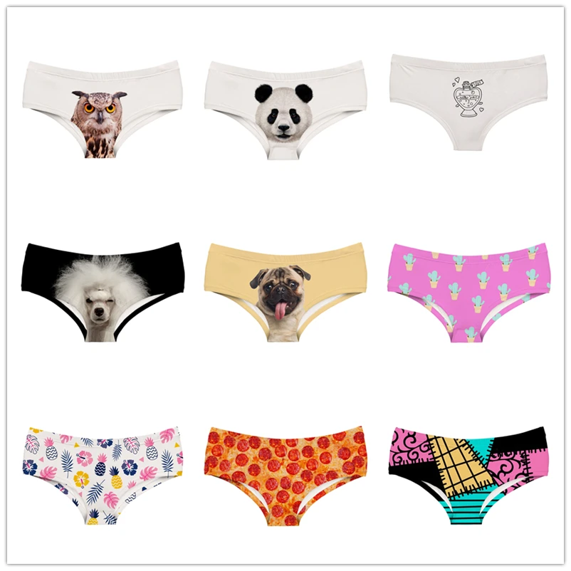 

Panda Women Panties 3D Printing Owl Starling Dog Pizza Pineapple Lady Underwear Pirates of The Caribbean Jack Sparrow