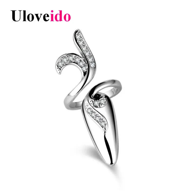 Uloveido ногтем Кольца для женщин Цвет серебристый Золотой Изменение размера ногтей