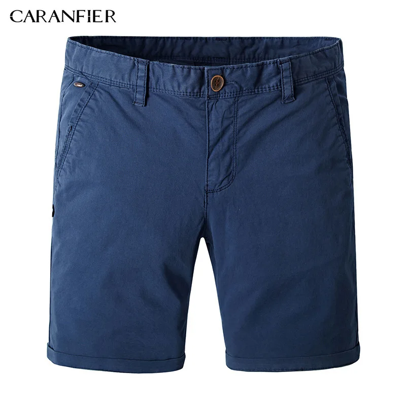 CARANFIER новые летние шорты Для мужчин хлопок тонкий дышащий по колено Slim Fit 3 цвета брендовая одежда Короткие штаны Для мужчин 33 34 36