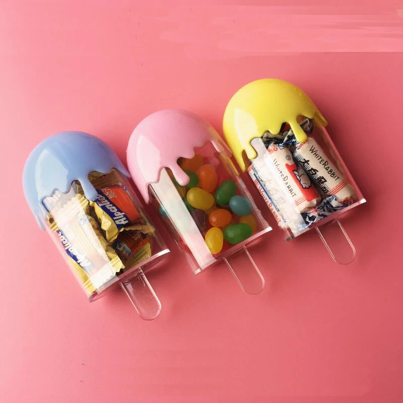 

10Pcs Transparent Ice Cream Shape Candy Boxes Baby Shower Party Cartoon Gift Box Kids Party Favors Birthday Decor