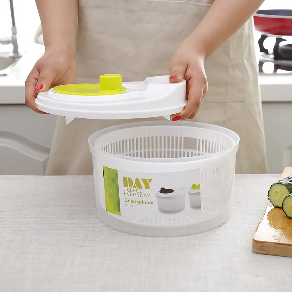 Зеленая пластиковая сливная миска салат контейнер салат Спиннер сушка большая сушилка кухонный инструмент очиститель овощей