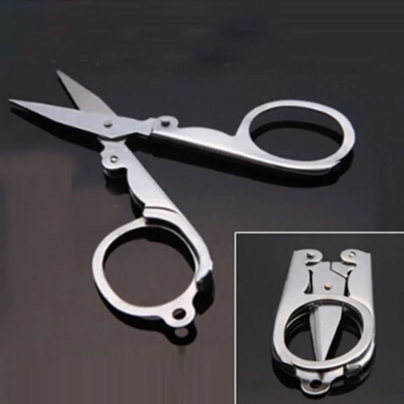 

Mini small Edc stainless steel utility gadget tesoura fold scissor pocket tool travel first aid kitrtable camp hike