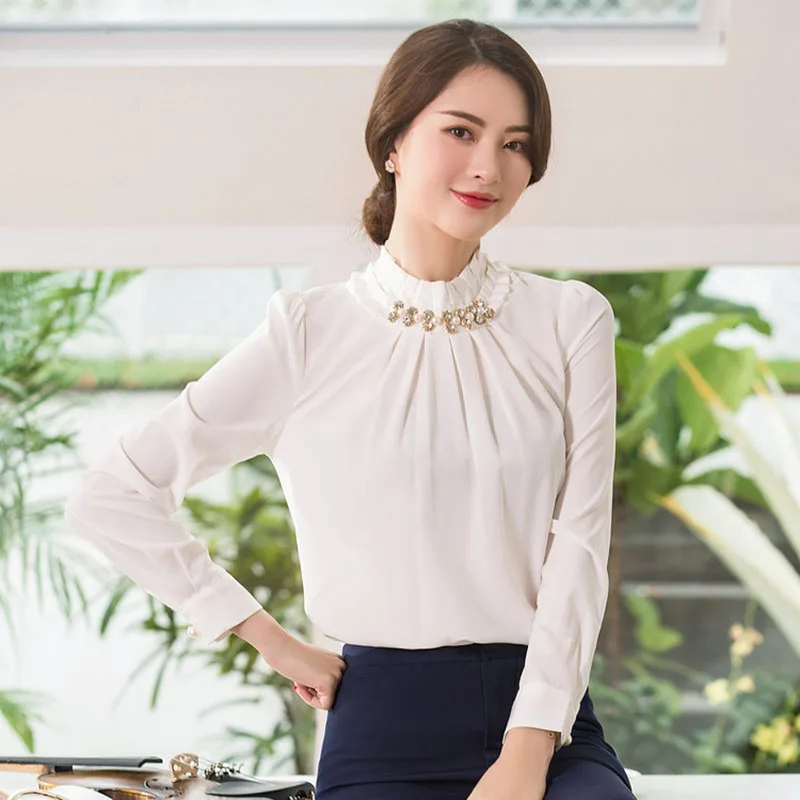 women work wear Women's  business dress knee long-sleeved with beads neck coat+dress+shirt 3 pcs / set  drop shipping