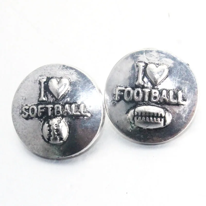 

I love Softball woman luxury jewelry charm bracelet&bangle Metal Retro snap button with beads Men's Jewelry 011209