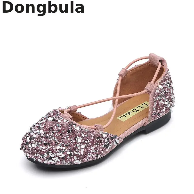 2019 Summer Kids Sandals For Girls Princess Shoes Fashion Little Girl Sandals Shiny Rhinestones Children's Baotou Dance Shoes