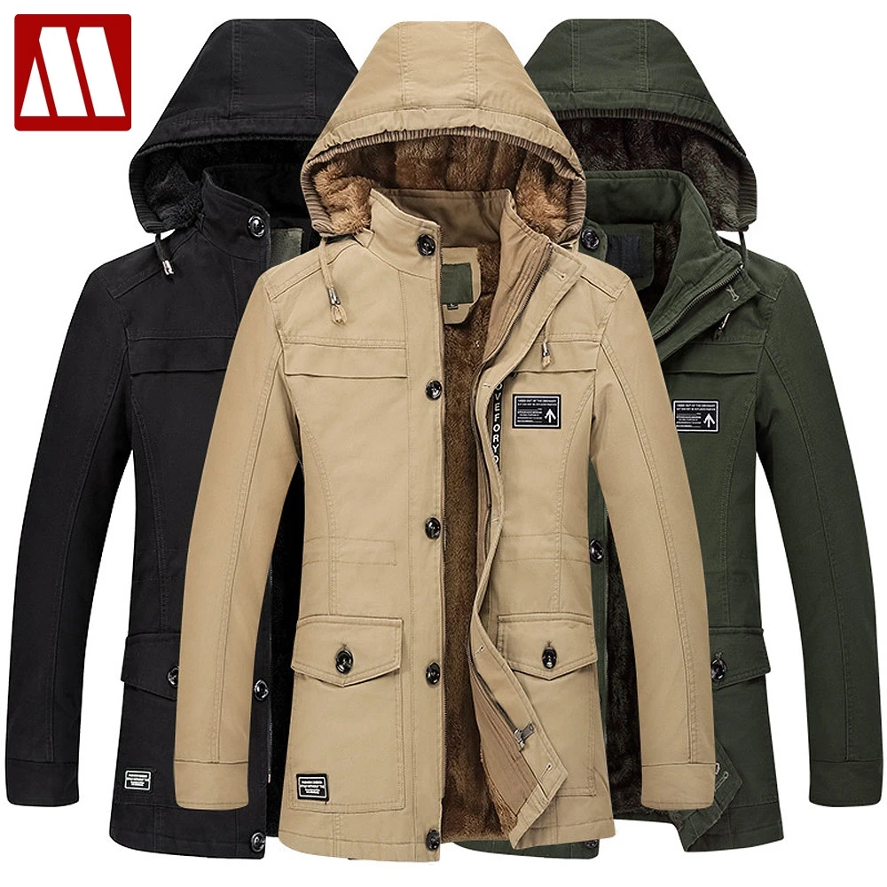 

Warm Fleece Winter Coat Men Long Jacket Hooded Stand Collar Cotton Man Cloak Overcoat Mens Fitness Trench Streetwear Plus size
