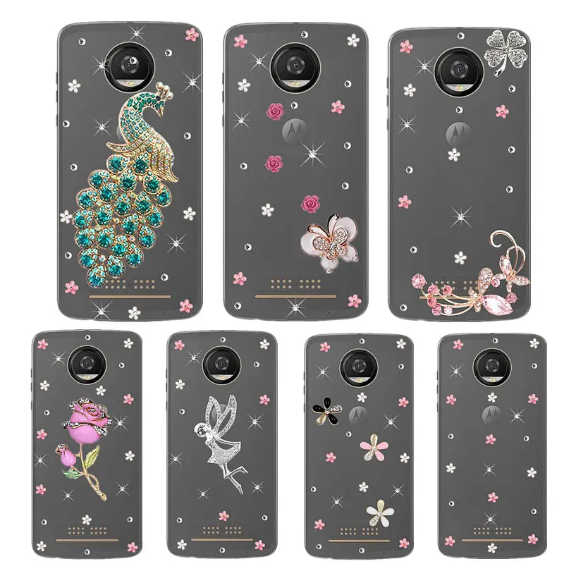 

Fashion Bling Rhinestone Case for Motorola Moto Z Force Z2 Play Z3 Play E4 Plus E2 Glitter Phone Shell for moto Z Play Cover