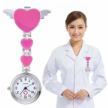 Ladies Girl Cute Love Coronary heart Quartz Clip-on Fob Brooch Nurse Pocket Watch