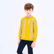 Свитера для мальчиков; теплая верхняя одежда с круглым вырезом; свитер в полоску для маленьких мальчиков; Осень-зима года; вязаные пуловеры; одежда для детей; детская одежда