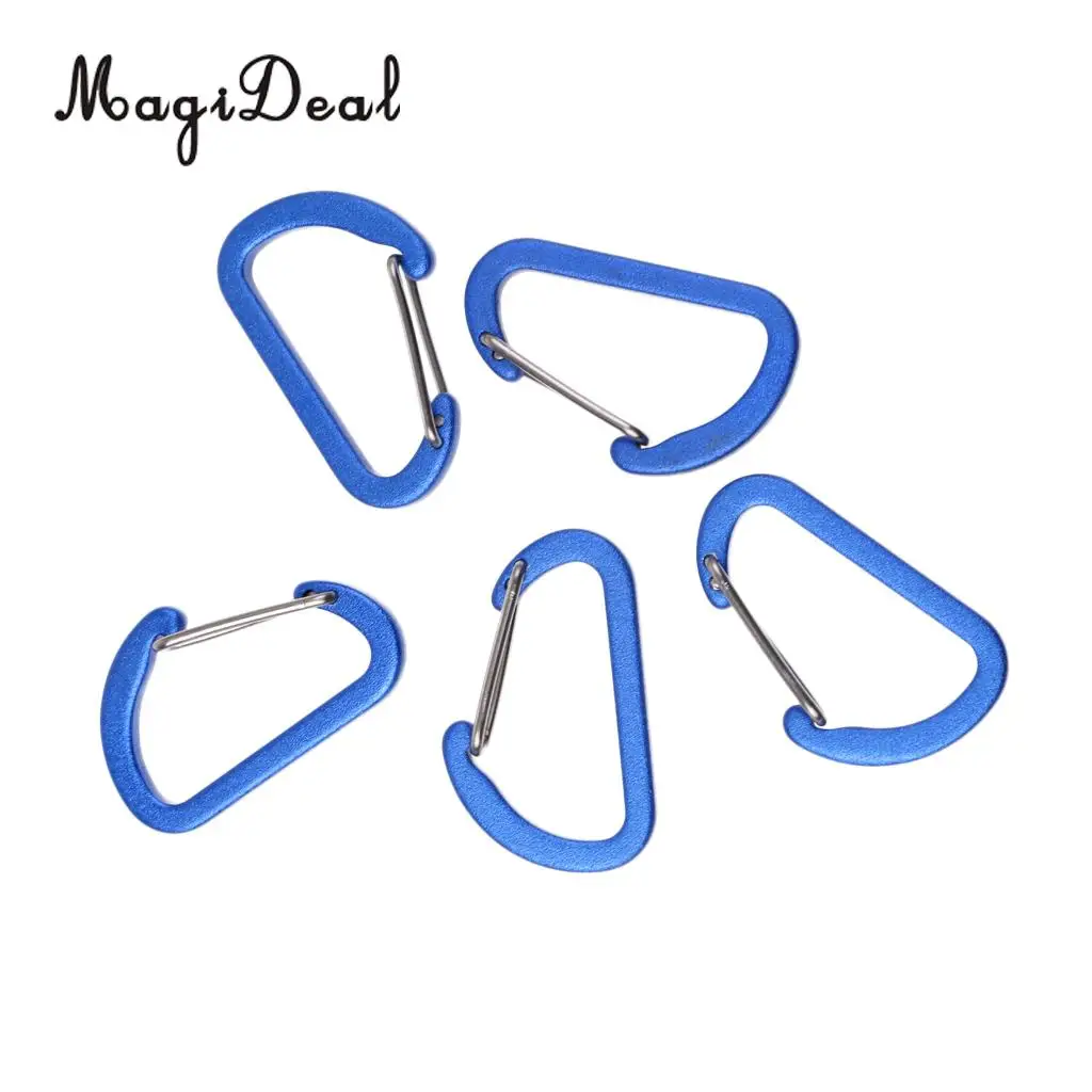 High Quality 5 Piece Outdoor D Ring Carabiner Spring Snap Clip Key Chain Hook Buckle Climbing Caving Hiking Camping Travel