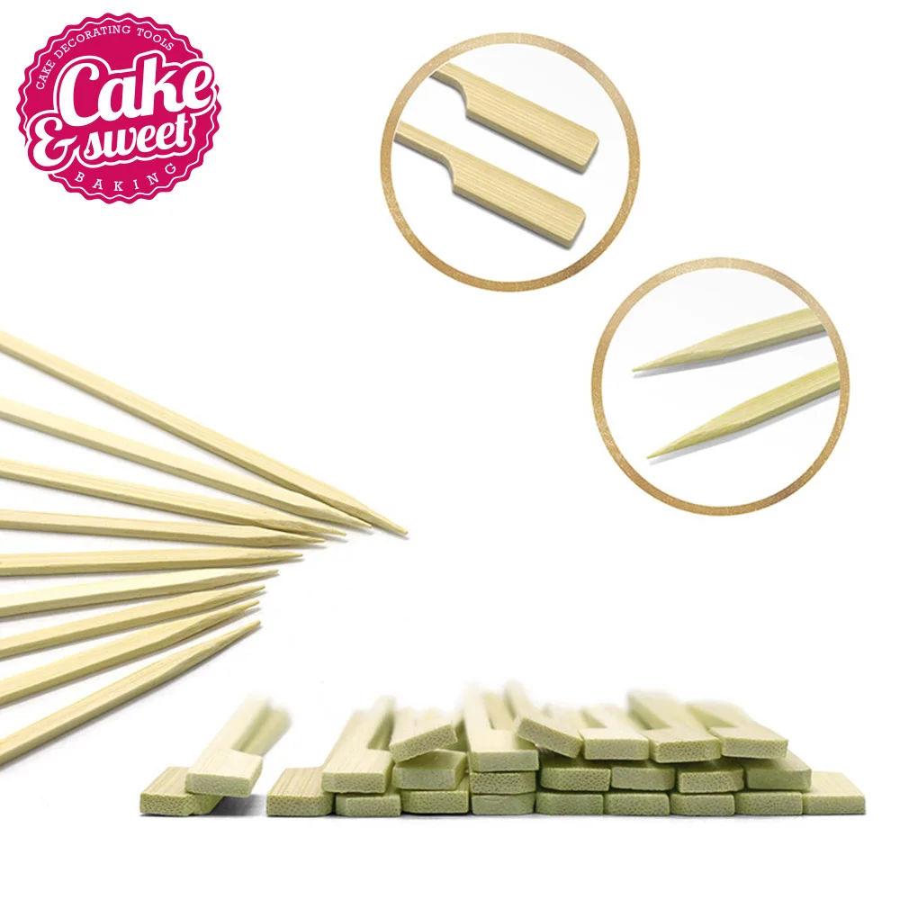 100/200pcs 4.7 inch Bamboo Skewers Paddle Sticks For BBQ Fruit Toothpicks Party Supplies Chicken Skewer Appetizers and Cocktails