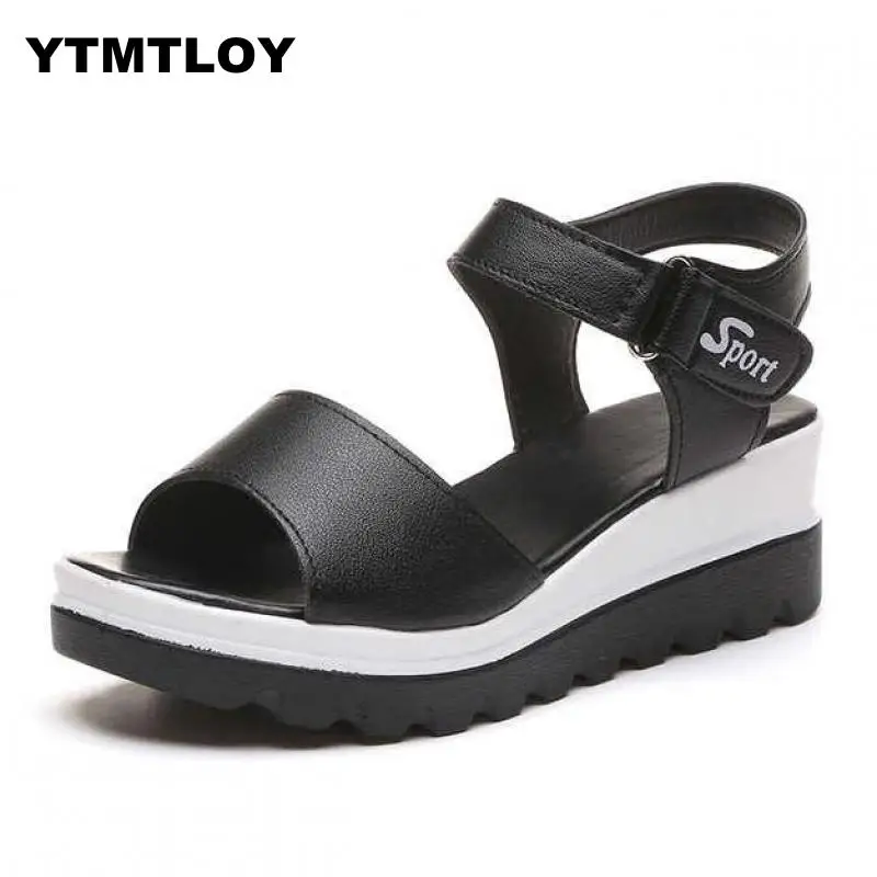 

2019 Summer shoes woman Platform Sandals Women Soft Leather Casual Open Toe Gladiator wedges Trifle Mujer Shoes Flats