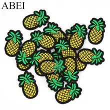 10 pçs/lote Abacaxi Frutas Apliques De Ferro-on Patches Bordados Roupas DIY Adesivos de Jeans Decoração Artesanal de Costura Craft