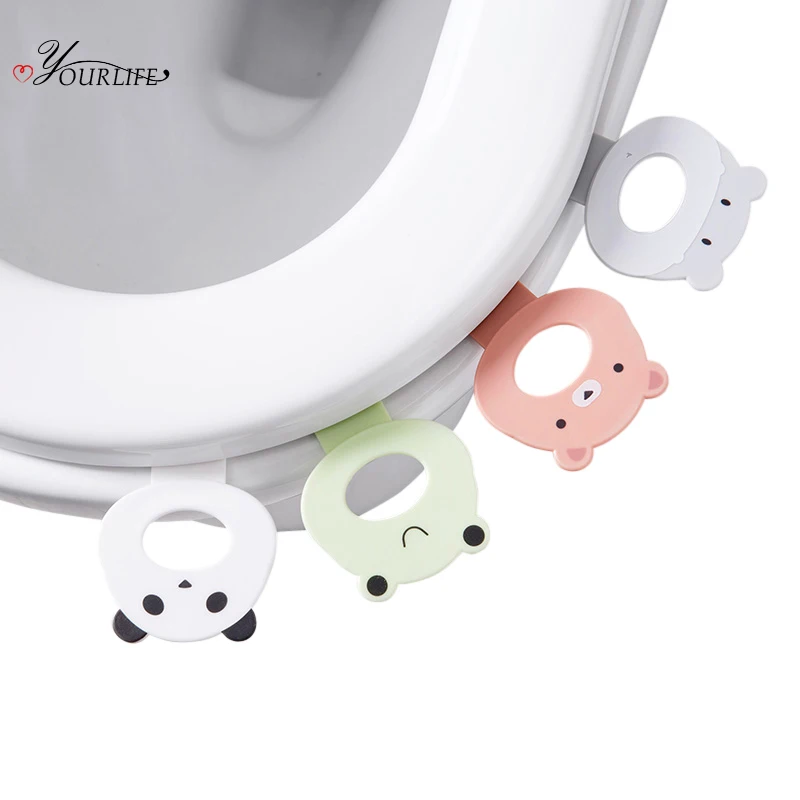 

OYOURLIFE 2pcs/set Portable Toilet Cover Lifting Device Avoid Touching Toilet Lid Handle Cartoon Toilet Seat Lifters
