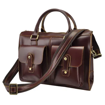

2018 New Retro Crazy Horse Genuine Leather Men Bag Business Shoulder Bag Briefcase Messenger Bandbag Men Bags
