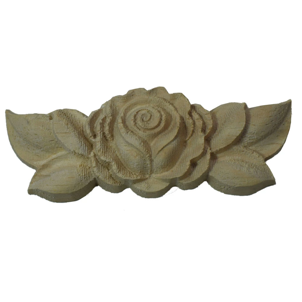 40x12cm Exquisite Classic Rubber bois sculpté Applique meubles Natural DEC m1l4