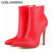 2018 Women Boots Red Wedding High Heels Boots Fashion Pointed Toe Shoes Woman Autumn Winter Ankle Boots Botas NLK-A0085 цена 2018 Women Boots Red Wedding High Heels Boots Fashion Pointed Toe Shoes Woman Autumn Winter Ankle Boots Botas NLK-A0085 цены онлайн