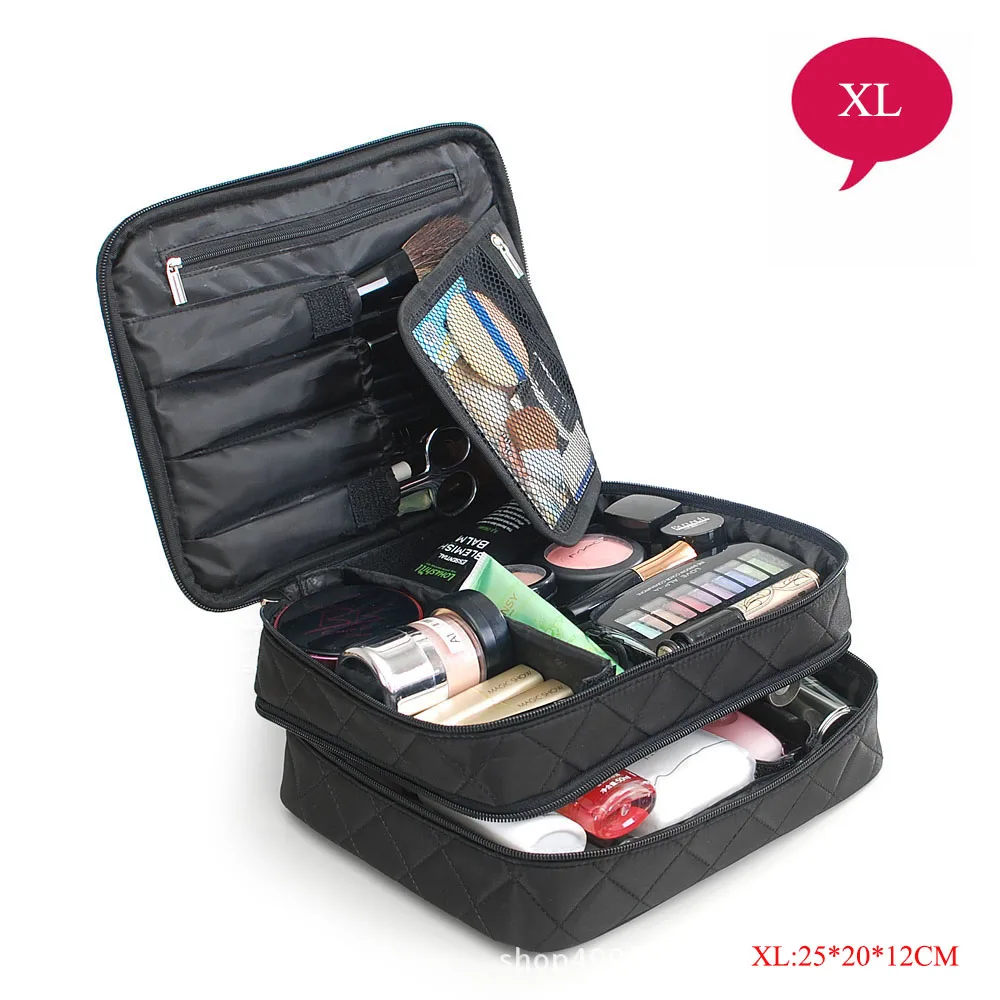 الفاخرة مصمم المرأة حقيبة مستحضرات تجميل مزدوجة للماء التجميل تشكل أكياس السفر الضروري المنظم الجمال حالة