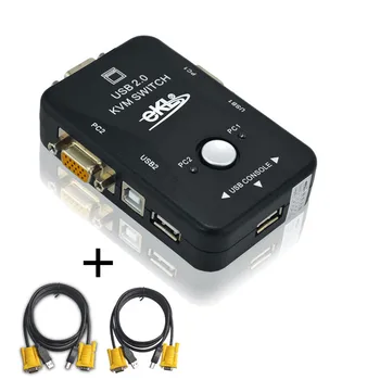 

EKL 2 PORT KVM VGA Switch USB 2.0 Keyboard Mouse Switch Box with 2 PCS KVM Cable