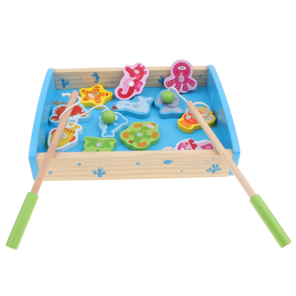  Baby Developmental 15pcs Wooden Magnetic Numbers Fishing Game Toy, Fine Motor Skills, Early Learning, Birthday Gifts