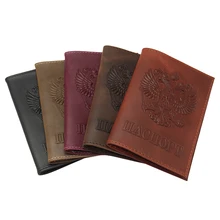 2020 vintage russo suave passaporte titular crazy horse capa de passaporte de couro genuíno