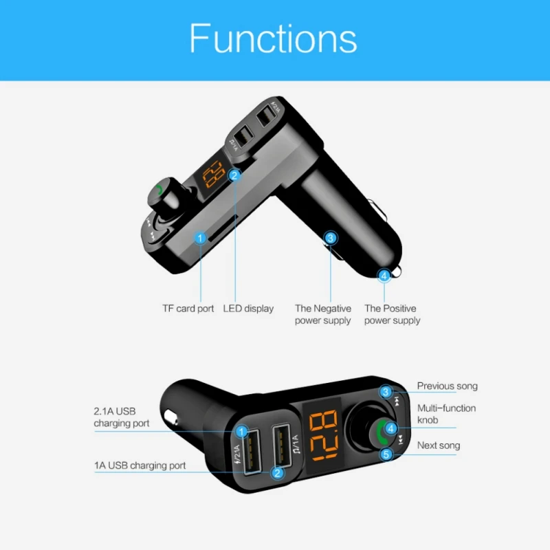 BT53 Автомобильный MP3-плеер флэш-драйвер карты Micro SD Bluetooth гарнитуры fm-модулятор Порты и разъёмы автомобиля радиопередатчик с двойной USB Cargado