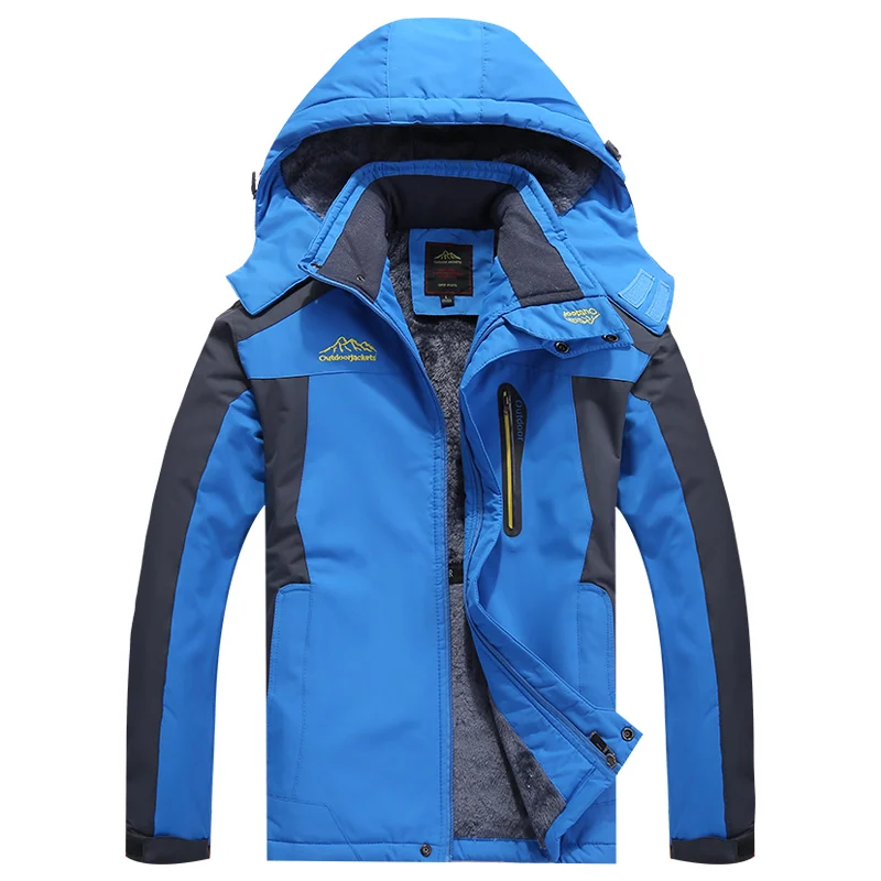 Befusy плюс Размеры M-9XL Зимний отдых Пеший Туризм куртки Для мужчин Водонепроницаемый открытый спортивное пальто треккинг лыжный внутренняя флисовая ветровка - Цвет: Blue