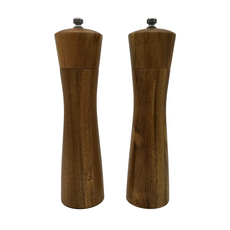 6PCS 1 LOT 8 Inch pepper grinder manual black pepper salt mills Acacia