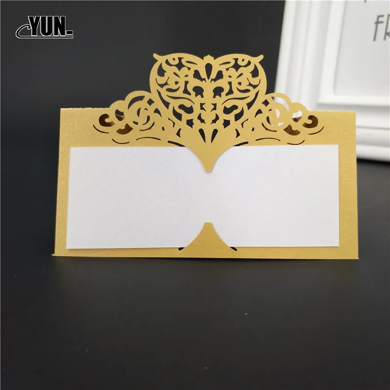 Laser Cut Place Cards 50Pcs Wedding Name Cards Guest Wedding Party Table Decoration Name Place Card Wedding Decoration 8D - Цвет: Gold