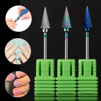 

1PC Carbide Nail Drill Bit Cuspidal Nail Grinding Head Green Nano Coated Nail Gel Remove Polishing electric Manicure Tool 5U1212