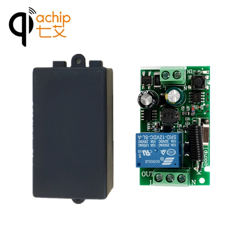 

QIACHIP 433MHz Wireless Remote Control AC 110V 220V Relay Receiver For Electric Gate Light Lamp Car Garage Roller Door