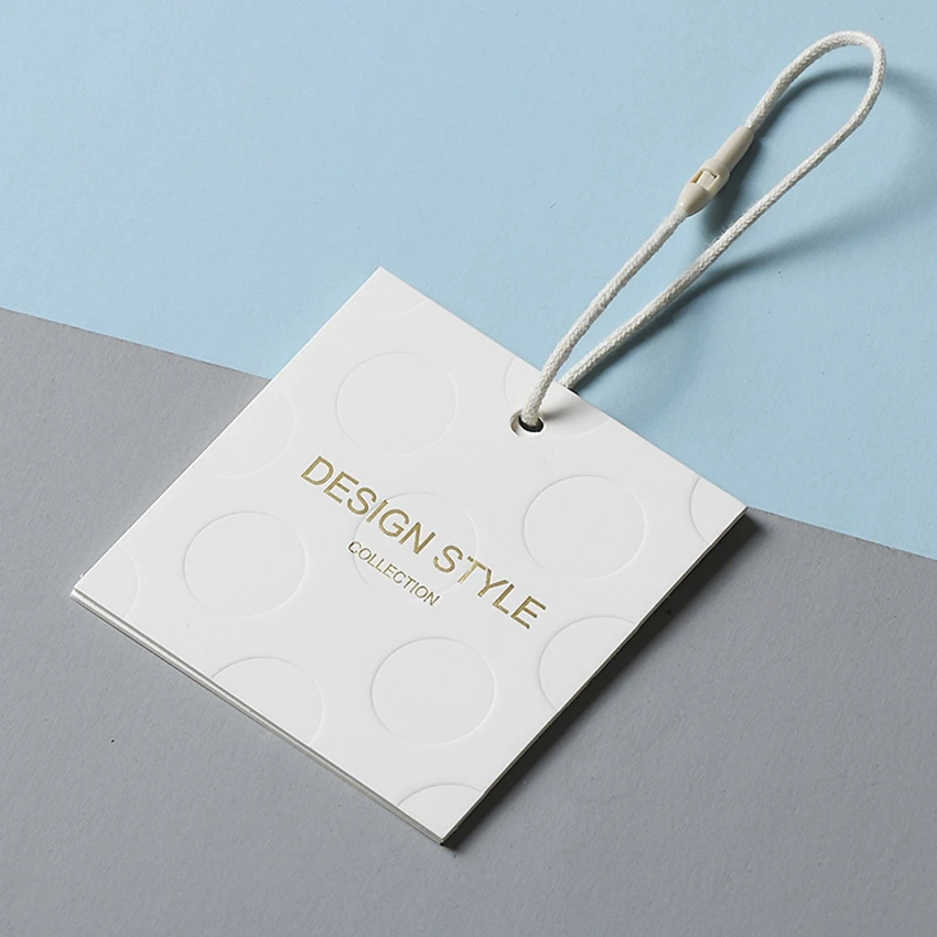 

ZeQi free shipping custom hang tag brand tag clothing embossed paper hang tag gold foil two-pieces type