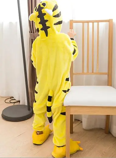 Kid Grey Koala Kigurumi Onesies Children Cartoon Anime Jumpsuit Clothes Costume Girl Boy Cute Animal Disguise Sleepwear Pajamas yellow tiger