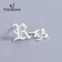 Todorova Meerdere Rose Goud Roestvrij Staal Oorbellen voor Vrouwen Oude Engels Brief R Oorbellen Hoofdstad Initial Alfabet Jewlery(China)