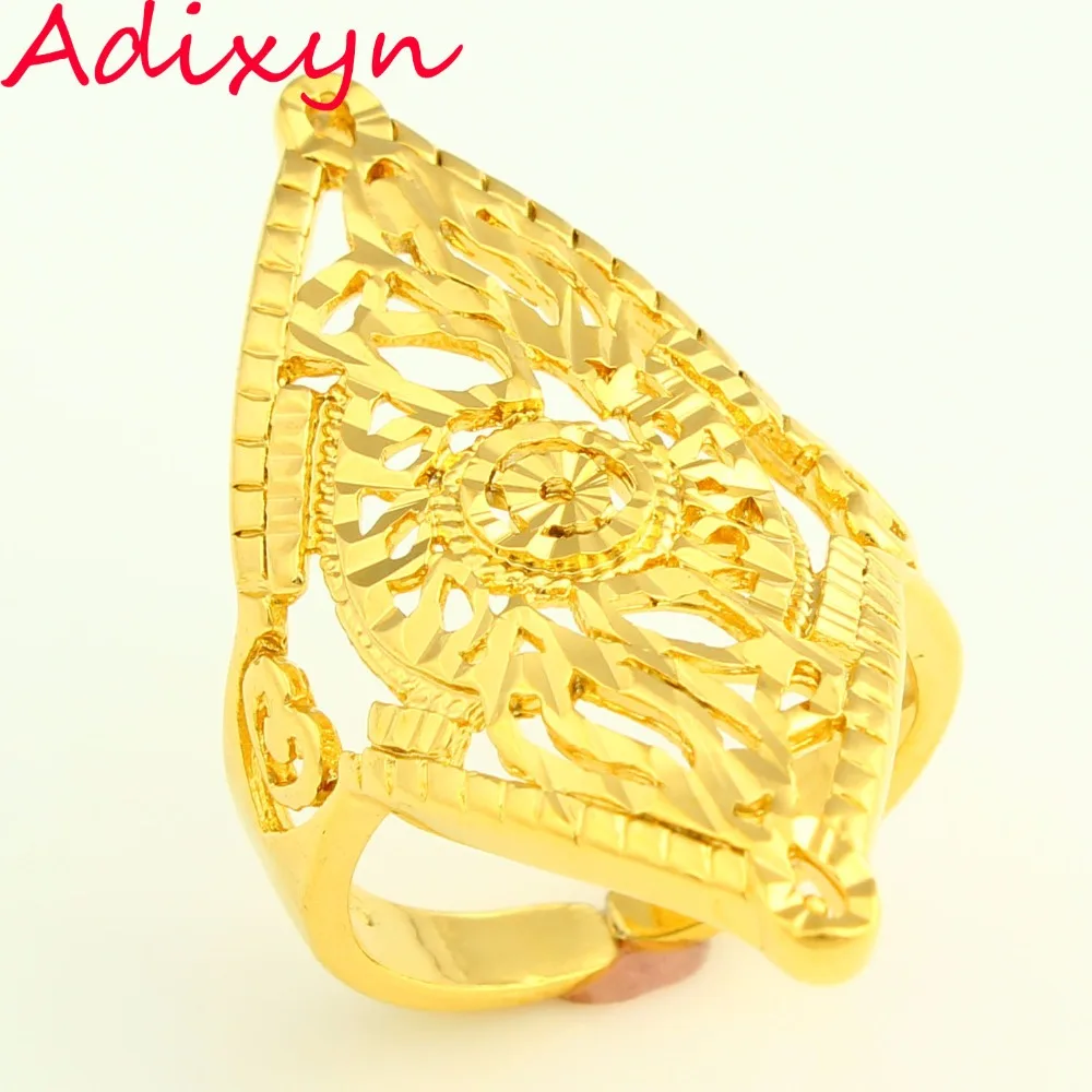 Adjustable size Dubai Gold Rings 24K Gold Color Ring For Women Wedding