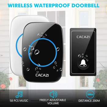 

CACAZI FA60 wireless doorbell waterproof No Battery Required door bell home 58 chimes door ring 1 2 Button 1 2 Receiver