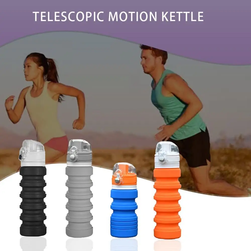 تنزه في الهواء الطلق المحمولة زجاجة المياه سيليكون لطي متعددة الوظائف الرياضية غلاية مانعة للتسرب التخييم الكؤوس