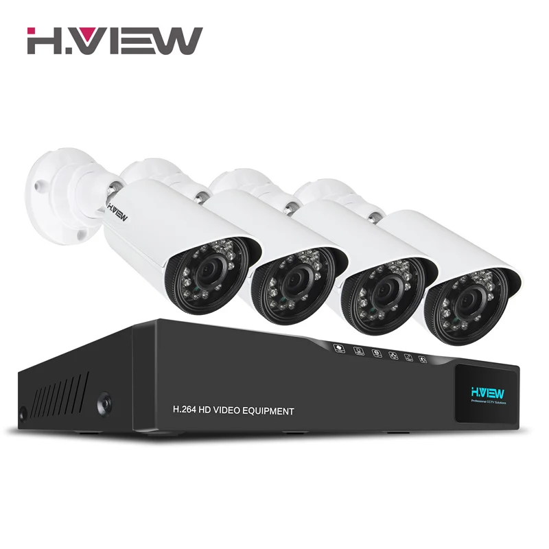En Ligne H. vue 16CH Surveillance Système 4 720 p Sécurité Extérieure Caméra 16CH CCTV DVR Kit Vidéo Surveillance iPhone Android Vue À Distance